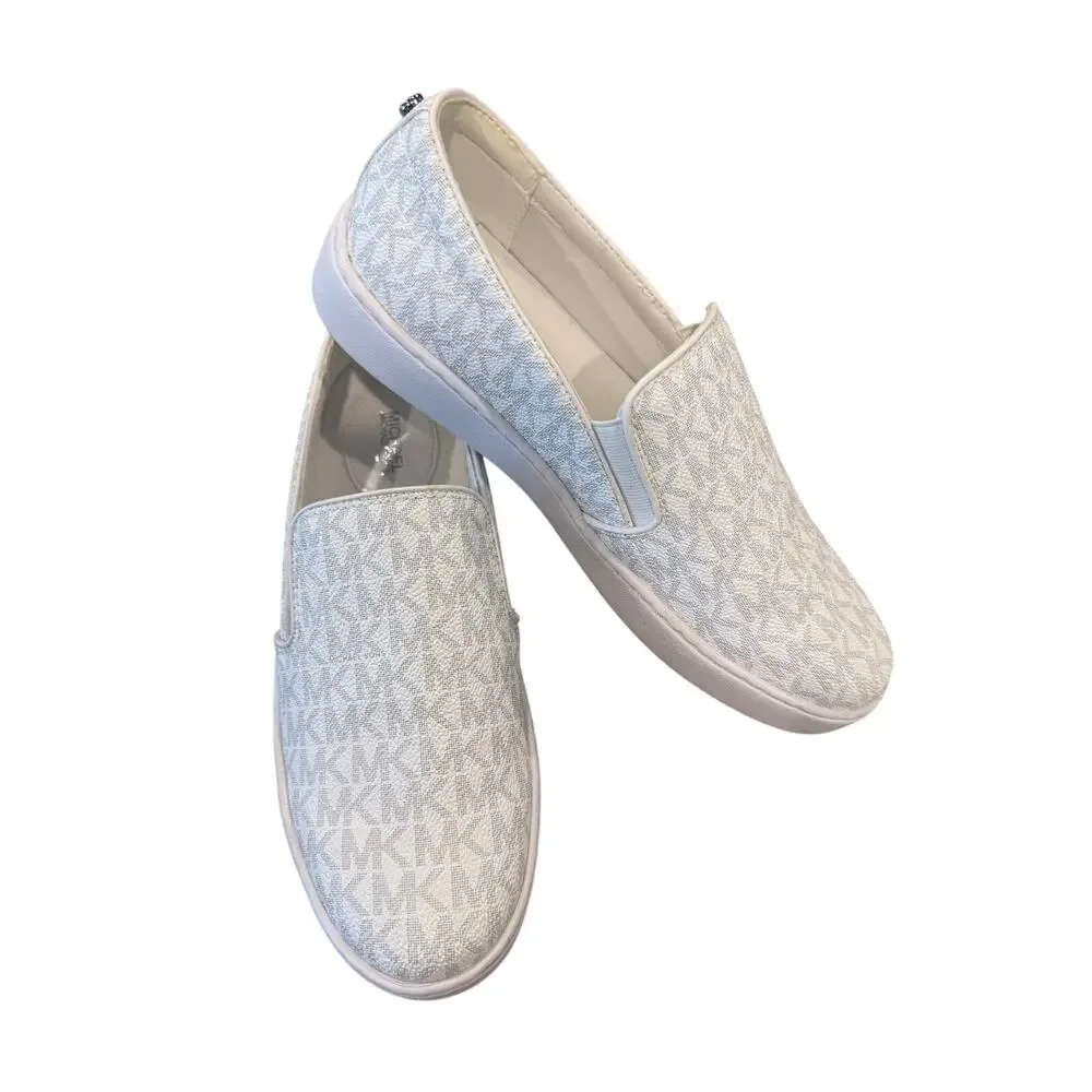 Michael Kors Women's Keaton Slip-On Signature Logo Sneakers White Size 8.5 - Picture 1 of 7